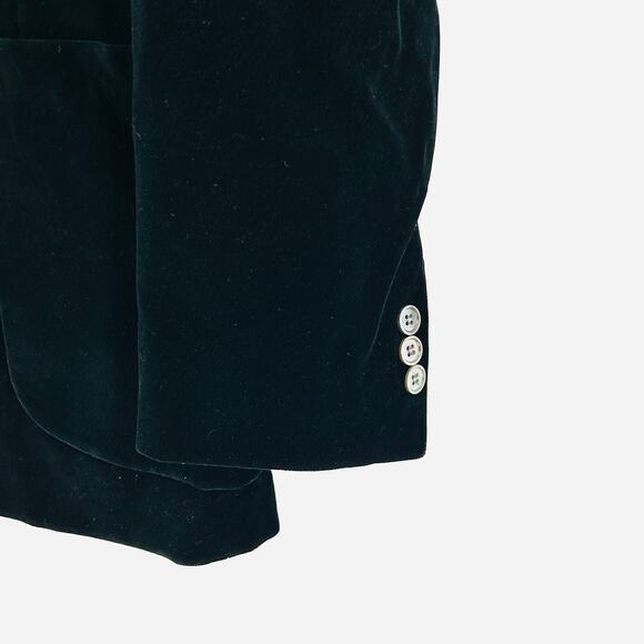 Vintage 80s Oleg Cassini Black Velvet Two-Button Blazer Jacket - Picture 2 of 6